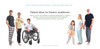 Adults and children wearing WellCool adaptive patient clothing, including a boy in a wheelchair, designed for hospital and home use