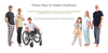 Adults and children wearing WellCool adaptive patient clothing, including a boy in a wheelchair, designed for hospital and home use